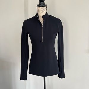 Tibi Long Sleeve 1/2 Zip Black Top
